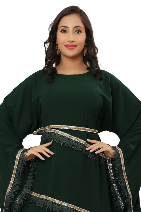 SALE Abaya Dress Kaftan Sequins Work Dubai Farasha Abaya Islamic Clothing Very Long Gown