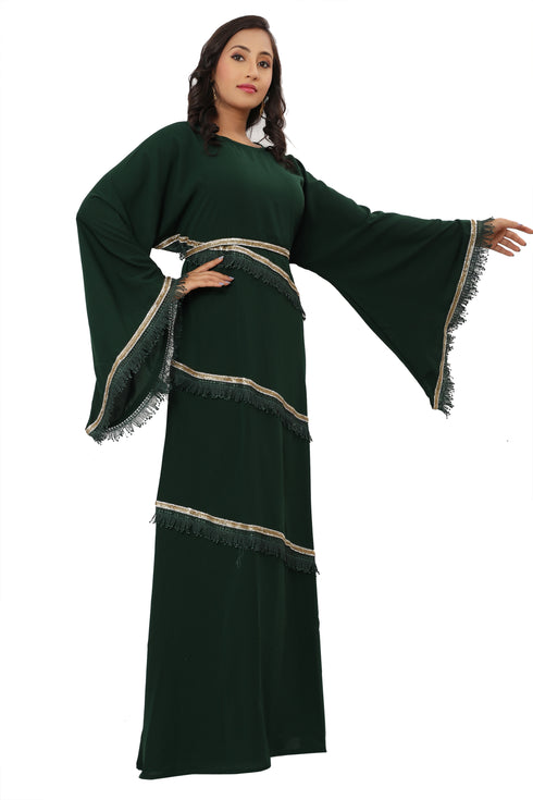 SALE Abaya Dress Kaftan Sequins Work Dubai Farasha Abaya Islamic Clothing Very Long Gown