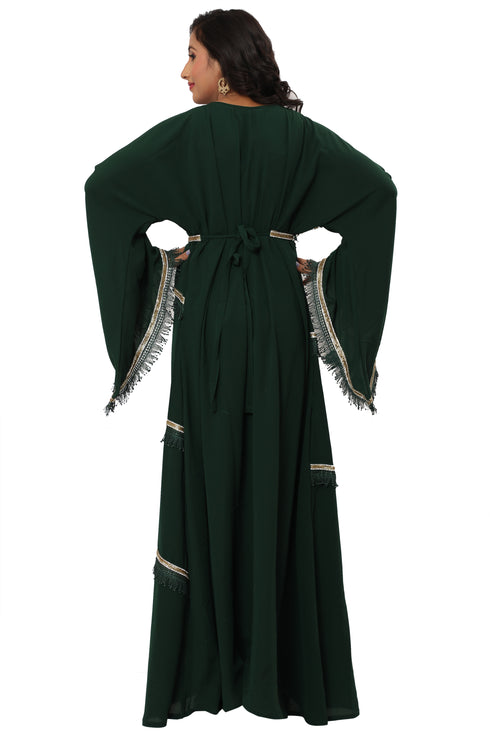 SALE Abaya Dress Kaftan Sequins Work Dubai Farasha Abaya Islamic Clothing Very Long Gown