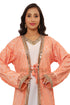 Peach and White Net Sequins Work Kaftan