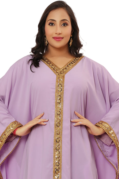 Lilac Georgette Sequin Work Kaftan