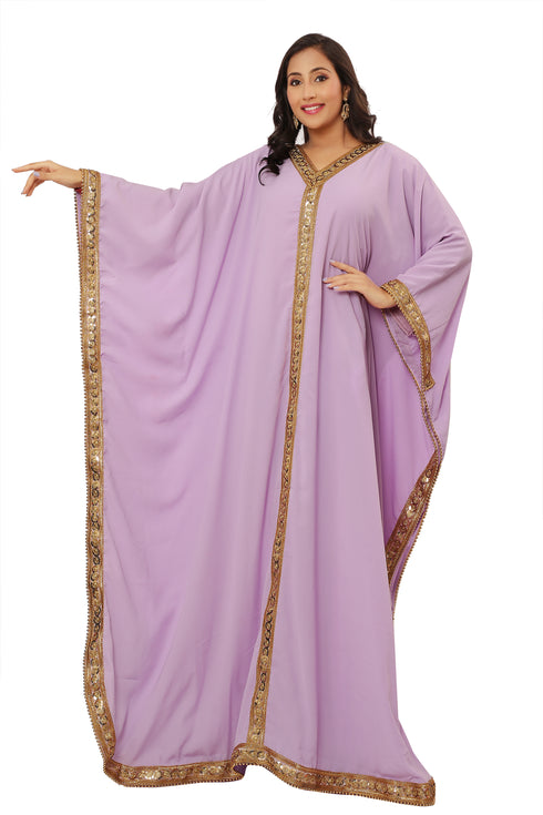 Lilac Georgette Sequin Work Kaftan