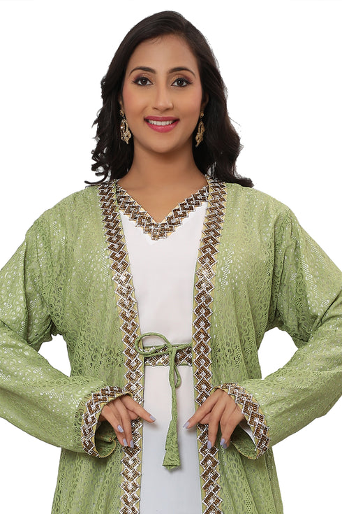 Royal Ethnic Dress Inner Jacket Dubai Moroccan Kaftan Abaya Cristal Work Dresses