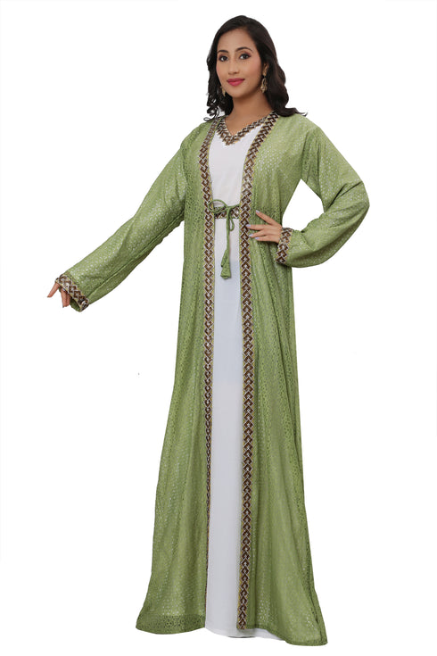 Royal Ethnic Dress Inner Jacket Dubai Moroccan Kaftan Abaya Cristal Work Dresses