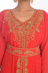 Red Dubai Moroccan Kaftan Farasha Abaya Maxi Modern Fancy Floor Length Dress