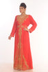 Red Dubai Moroccan Kaftan Farasha Abaya Maxi Modern Fancy Floor Length Dress