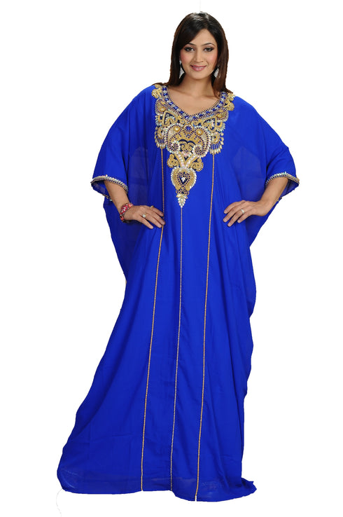Royal Blue georgette embroidered zari work islamic kaftan