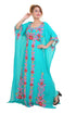 Sea Green Aari Stone Work Georgette Islamic Style Beads Embedded Partywear Kaftan Long Gown Evening wear Dubai kaftan