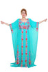 Sea Green Aari Stone Work Georgette Islamic Style Beads Embedded Partywear Kaftan Long Gown Evening wear Dubai kaftan