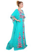 Sea Green Aari Stone Work Georgette Islamic Style Beads Embedded Partywear Kaftan Long Gown Evening wear Dubai kaftan
