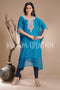 Dark Phirozy georgette embroidered zari work islamic kaftan