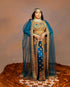 Grand Teal Blue Layered Kaftan Dress with Gold Aari Work | Luxury Party & Event Wear