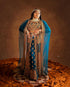 Grand Teal Blue Layered Kaftan Dress with Gold Aari Work | Luxury Party & Event Wear