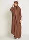 Modest City Jilbab Crepe Plain Full Sleeve Coffee Brown