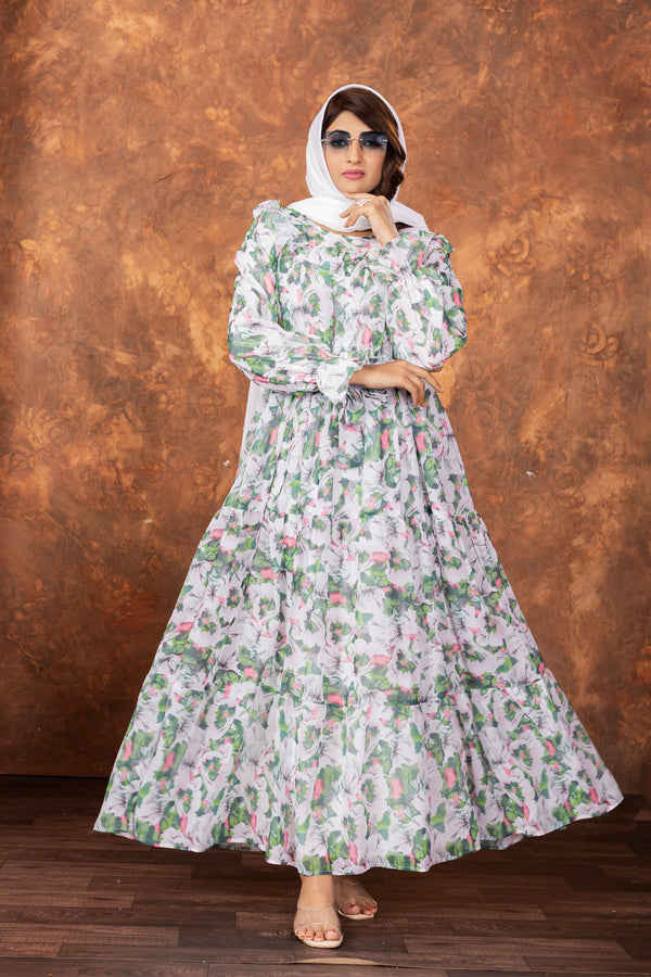 Green Fancy Georgette Printed ABAYA