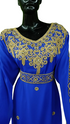 Royal Blue Color Dubai Moroccan Kaftan Farasha Abaya Maxi Modern Fancy Floor Length Dress
