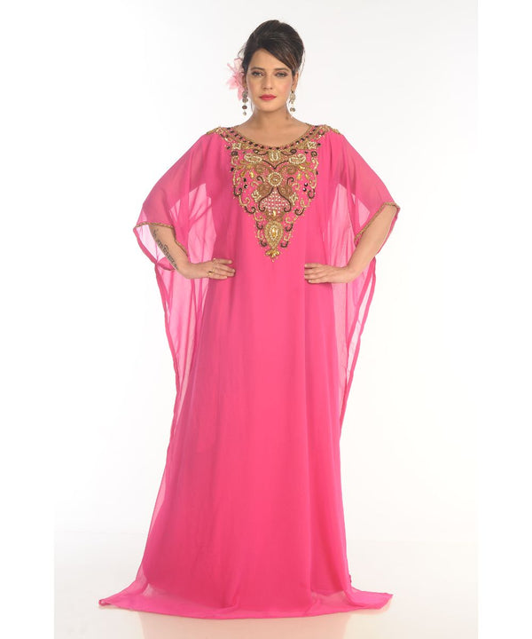Pink Georgette Embroidered Kaftan