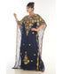 Grand Blue Moroccan Kaftan Gown with Heavy Zari and Stone Work | Luxury Wedding & Party Dress