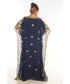Grand Blue Moroccan Kaftan Gown with Heavy Zari and Stone Work | Luxury Wedding & Party Dress