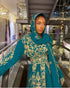 Turquoise Georgette Aari Work Kaftan