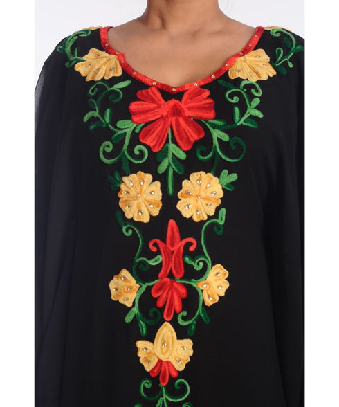 Black Georgette Embroidered Zari Work Islamic Kaftans