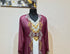 Wine and white luxurious Full Sleeves Moroccan Kaftan With Sun-proof hijab.