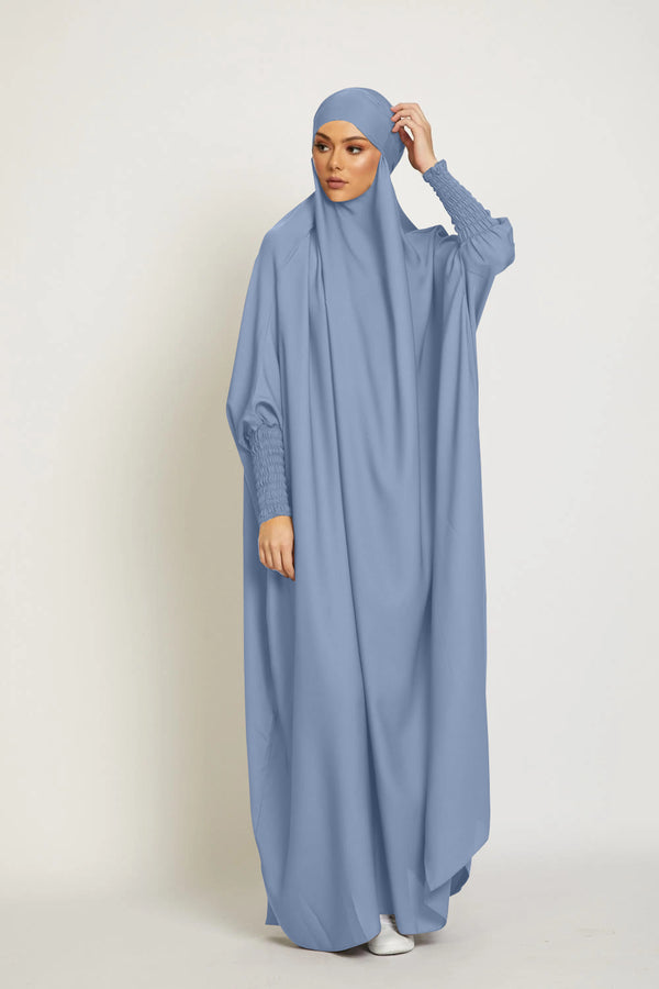 Grey Crepe Plain Modest Abaya Dress