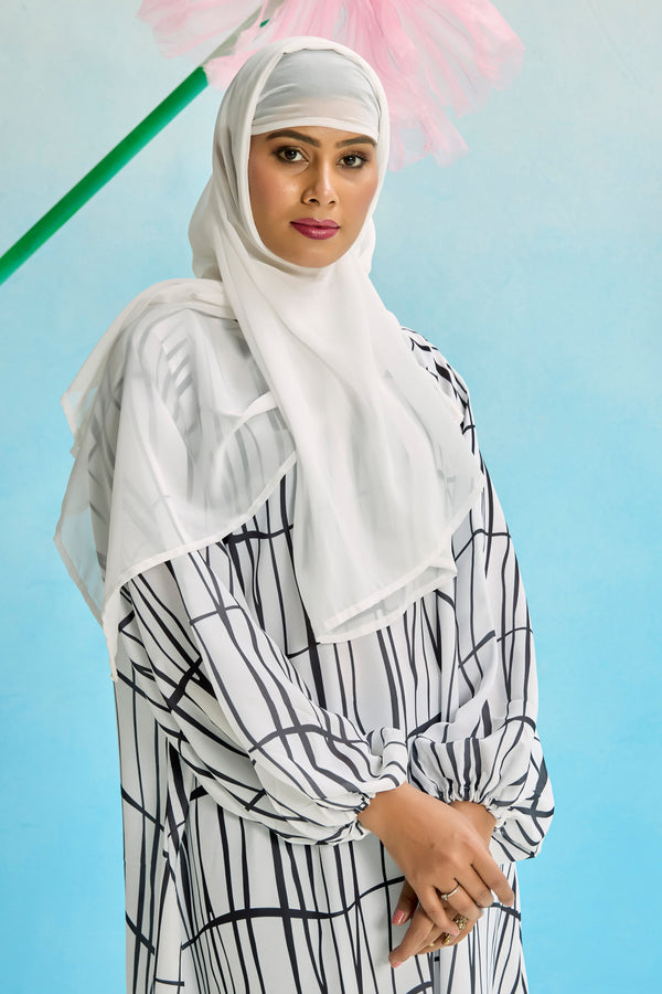 White Nida Stitched Burqas without Dupatta