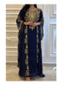 Navy Blue Georgette Aari Work Wedding Kaftan