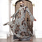Designer printed floral modest dress with umbrella flare