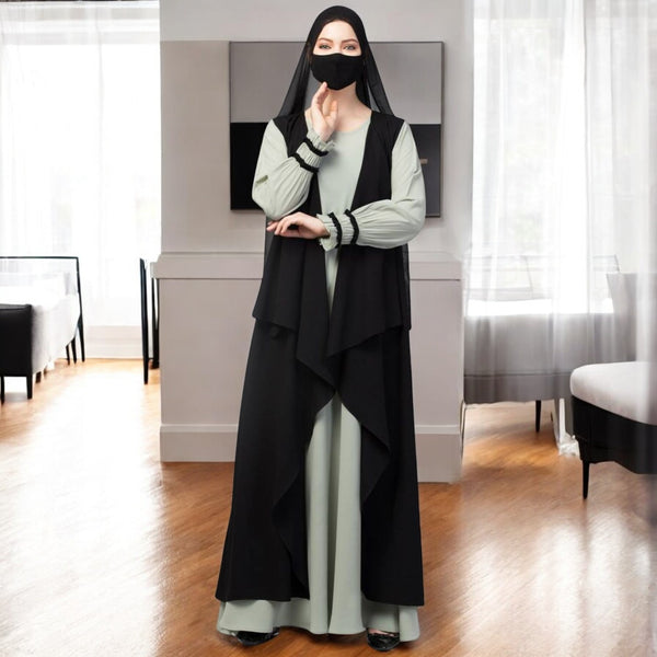 Three Pieces Set- Abaya with Shrug & Hijab for Women & Girls Made in Nida Matte Fabric
