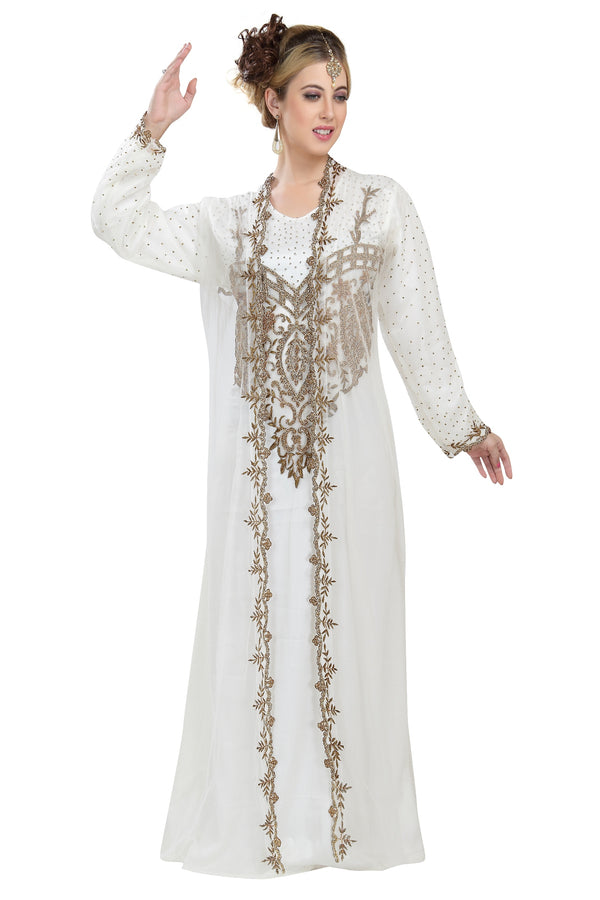 Georgette Off White embroidered stone work jacket only