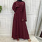 Maroon Crepe Islamic Plain Abaya for Women