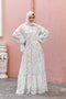 White GEORGETTE PRINTED Abaya Dress