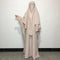 Modest City Casual Abaya and Khimar - Light Beige, Plain Crepe, Full Sleeve