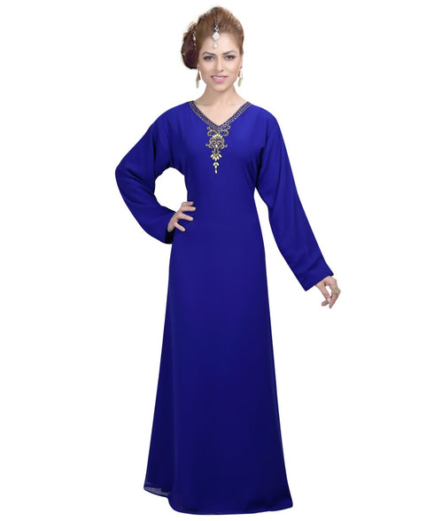 yellow georgette embroidered zari work islamic-kaftans