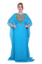 Blue/ferozi Zari Stone Work Georgette Islamic Style Beads Embedded Partywear Kaftan Long Gown Evening wear Dubai kaftan