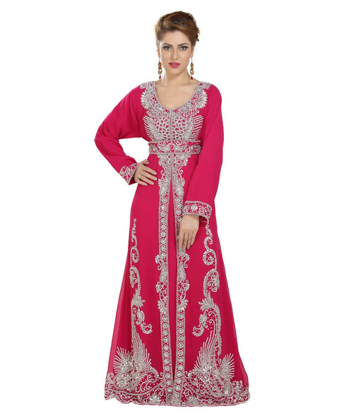 Pink georgette embroidered zari work islamic-kaftans