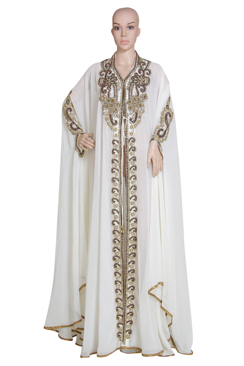 cream embroidered georgette islamic kaftans