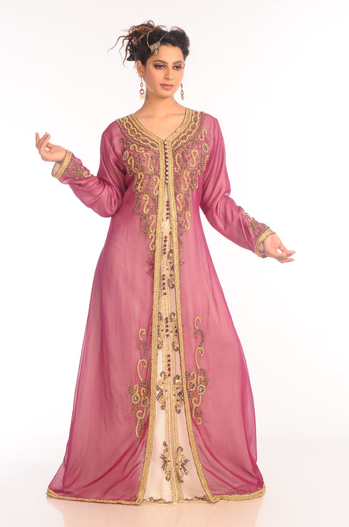 Georgette magenta embroidered stone work jacket