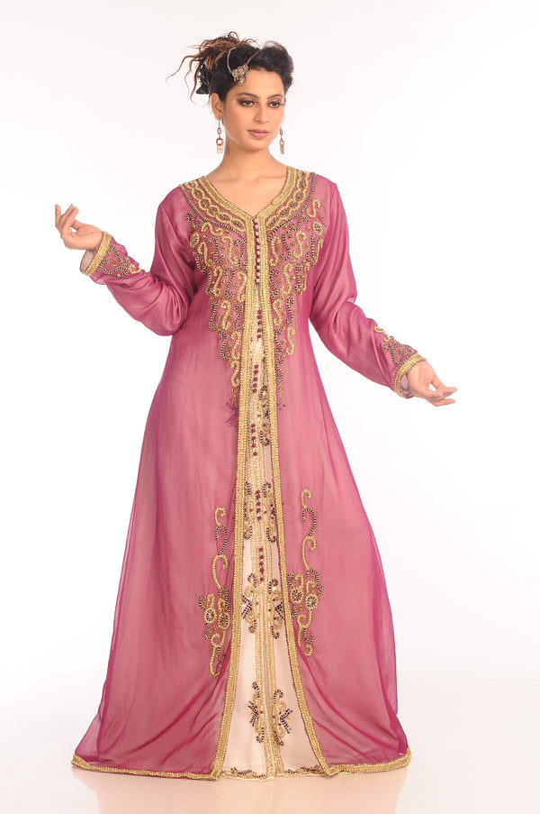 Georgette magenta embroidered stone work jacket