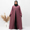 Plain A-line Front 5 Button Abaya in Pink Color With Hijab