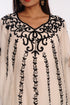 Off White Embroidered Georgette Islamic Kaftans With Zari Work