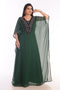 Bottle Green Embroidered Georgette Islamic Kaftans With Zari Work