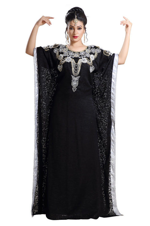 Black Hand Embroidered Braso African Kaftan