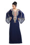 Navy Blue Hand Embroidered Georgette Henna Party Gown