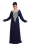 Navy Blue Hand Embroidered Georgette Haute Coutre Designer Abaya