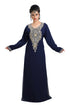 Navy Blue Hand Embroidered Georgette Haute Coutre Designer Abaya