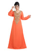 Orange Hand Embroidered Georgette Cocktail Party Gown