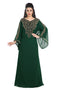Bottle Green Hand Embroidered Georgette Kurdish Dress